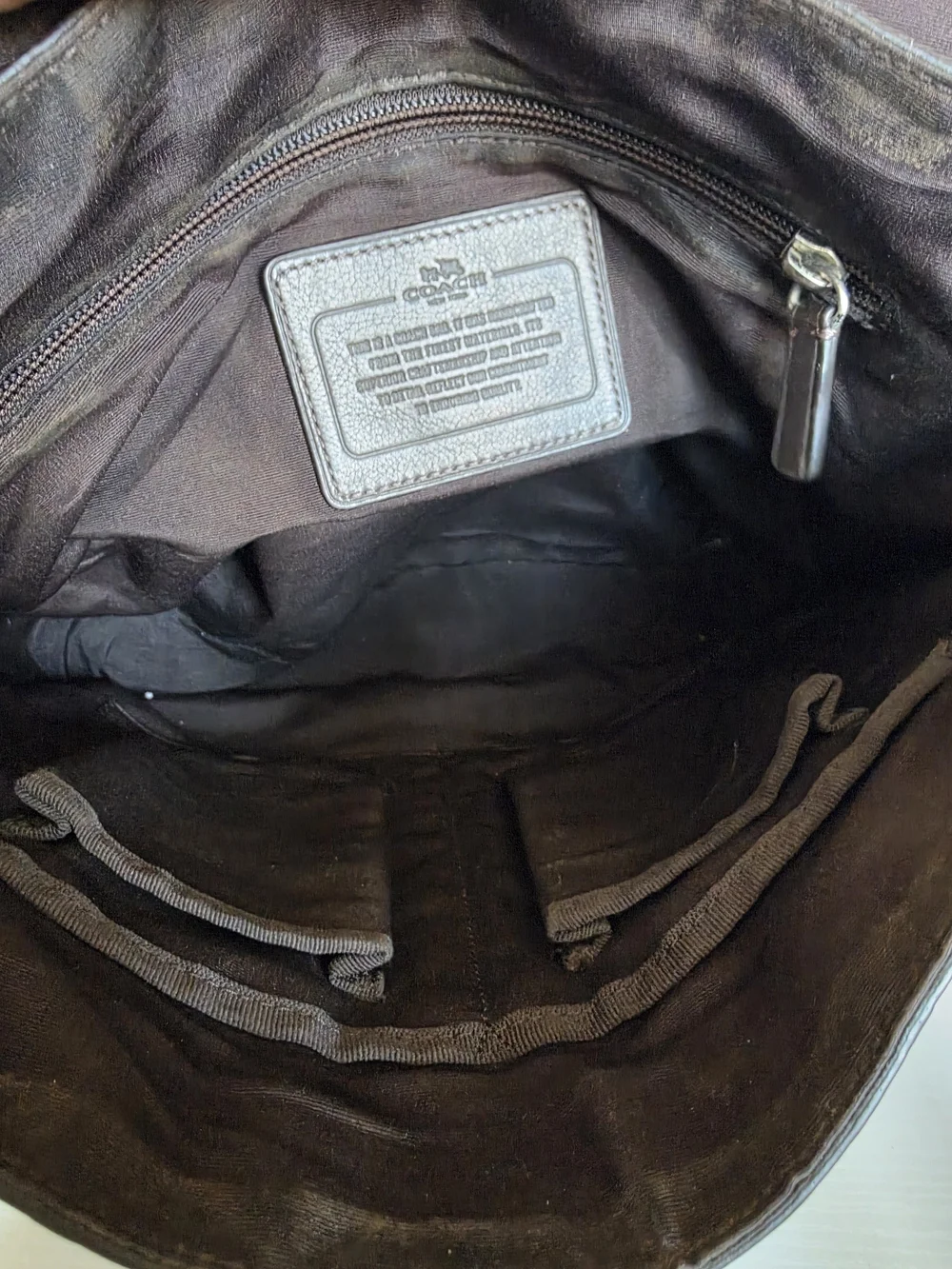 Coach Embossed Signature Messenger Bag - Dark Brown